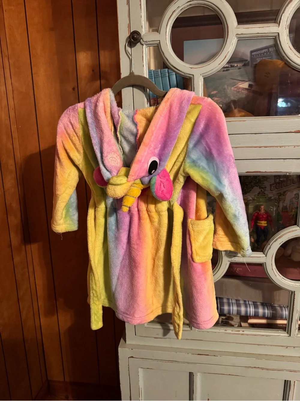 Kids Plush Rainbow Unicorn Bathrobe - Multicolor Size 5T 6